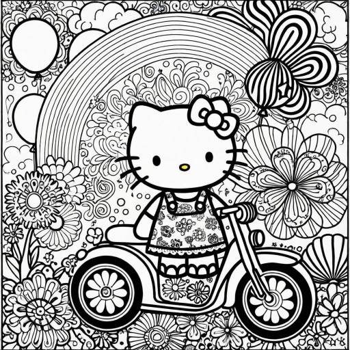 Hello Kitty Psychedelic Coloring Page