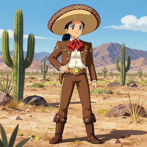 Mexican Anime Girl in Charro Outfit