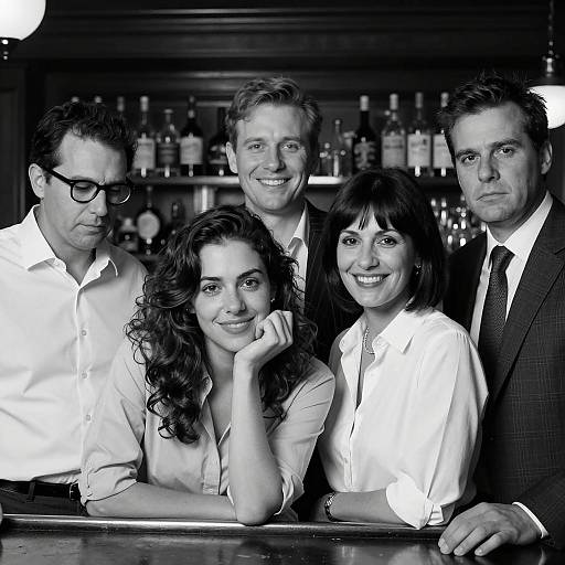 Group of Professionals in Bar Black and White