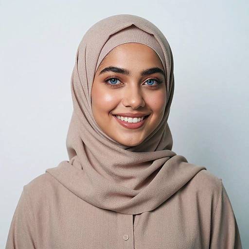 Smiling Woman in Light Brown Hijab