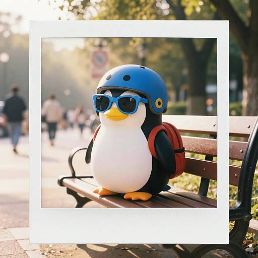 Cheerful Penguin Costume in Park