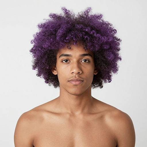 Man with Purple Afro Wig
