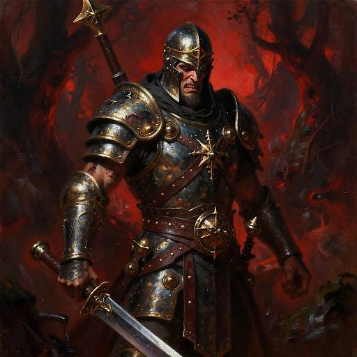 Bloodthirsty Gladiator in Mystical Forest