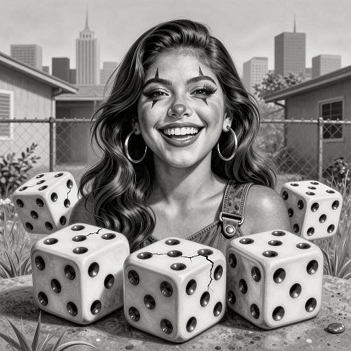 Vivid Chicano Art of a Clown-faced Girl