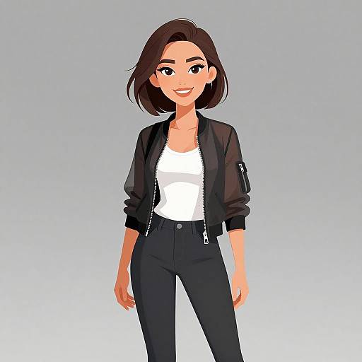 Stylish Smiling Woman in Casual Wear