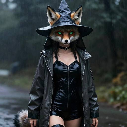Photorealistic Furry Girl in Rain