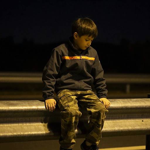 Nighttime Portrait of a Young Boy