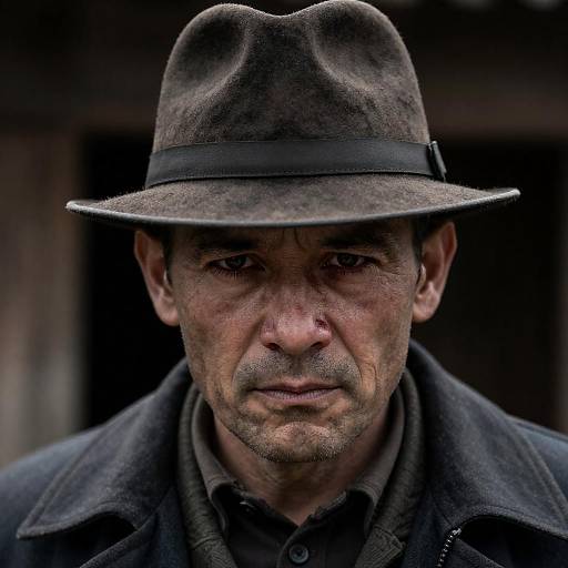 Rugged middle-aged man in dark brown hat