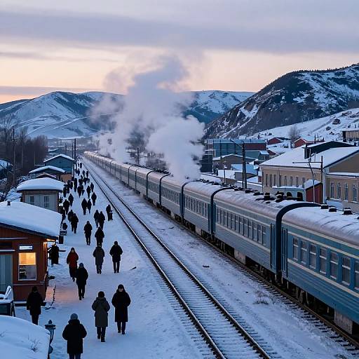 Zapolyarny Railway Station in Winter Twilight