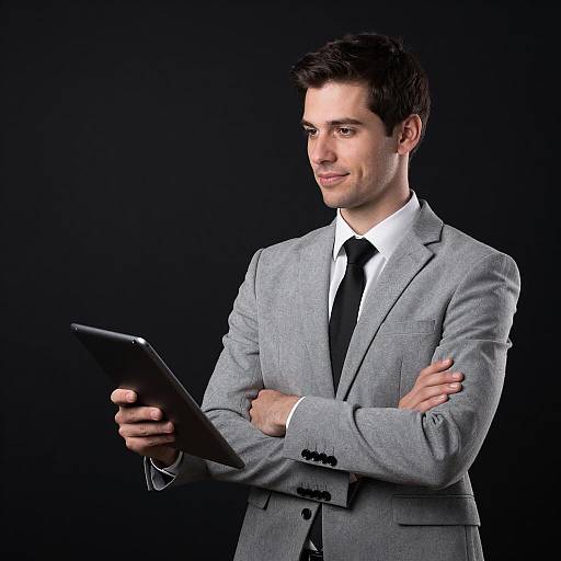 Confident Man in Gray Suit Portrait