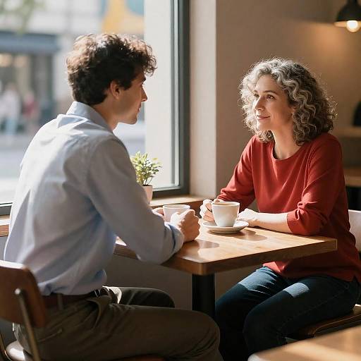 Café Conversation: A Sunlit Moment