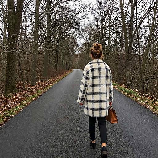 Woman on a Dark Forest Road