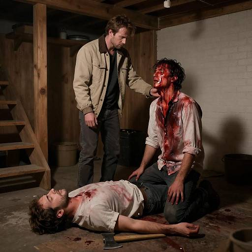 Chilling Scene in a Dimly Lit Basement