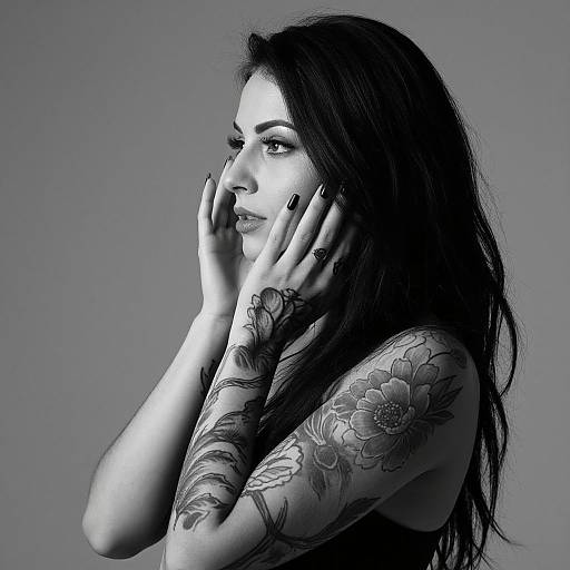 Dramatic Black-and-White Tattooed Woman