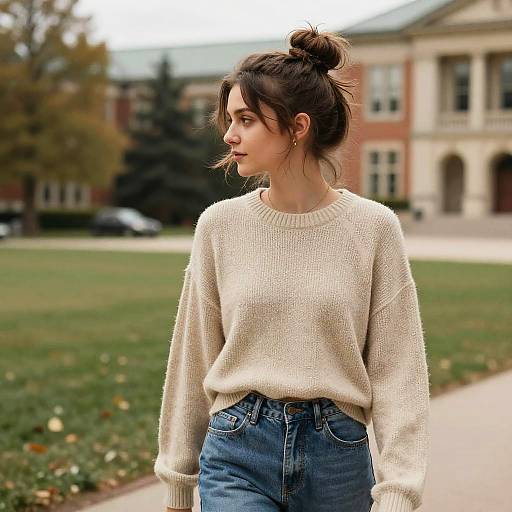 Casual Messy Bun on Campus