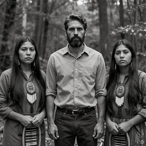 Intense Forest Portrait of Three Figures