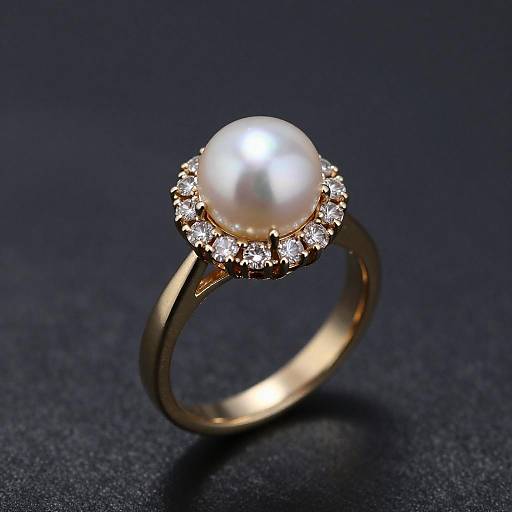 Elegant Pearl and Diamond Engagement Ring