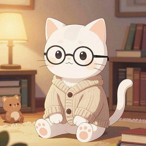 Cozy Anime Cat Boy Scene