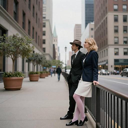 Business Couple in City Street
