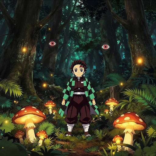 Demon Slayer Enchanted Forest Scene