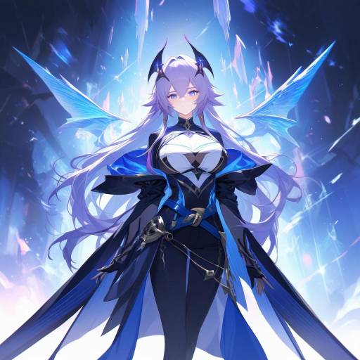 Elegant Mage with Bat Wings and Crystals