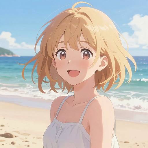 Anime Nami Smiling on Sunny Beach