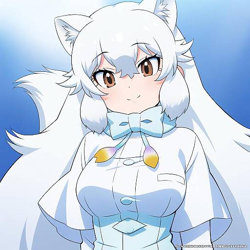 Illustration of Arctic fox (kemono friends), kemono friends in the style of Sugimura tomokazu
