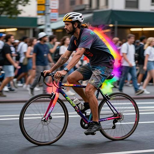 Graffiti Artist Cycling Through City