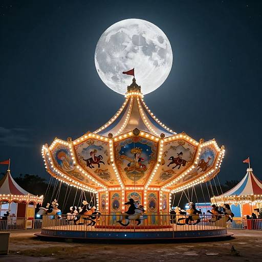 Whimsical Moonlit Gravity-Defying Carnival