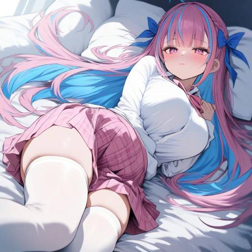 Lying Virtual YouTuber with Multicolored Hair
