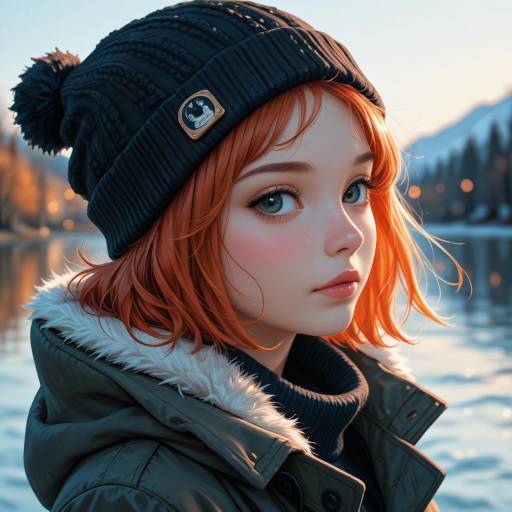 Freckled Girl in Winter Hat Portrait