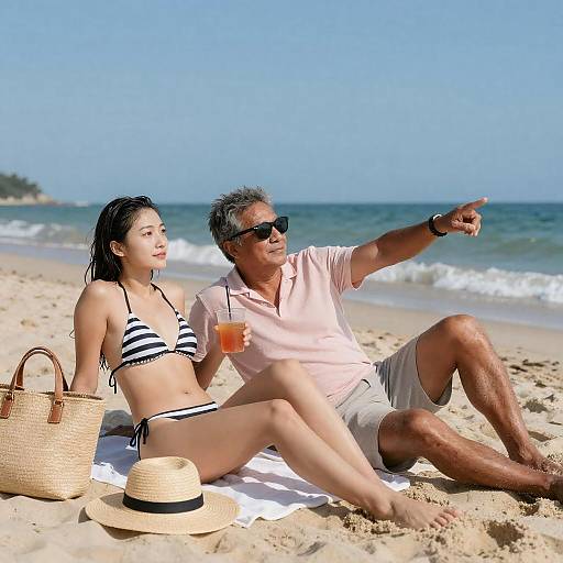 Relaxing Beach Scene with Friends