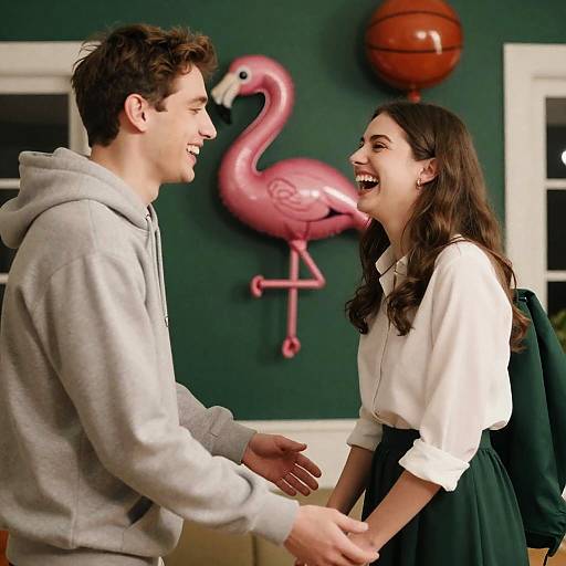 Joyful Moment in a Cheerful Room