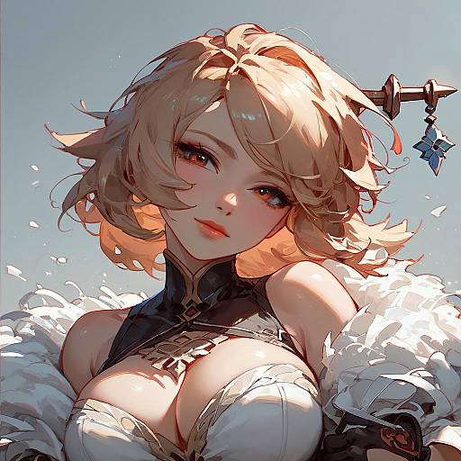 Anime portrait with light smile and gloves