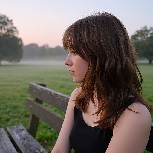 Woman with Fringe in Countryside Park