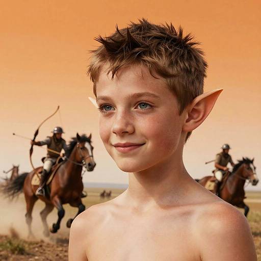 Nomadic Elf Fashion Portrait in Orange Sky