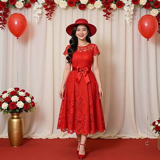Elegant Red Birthday Dress Celebration