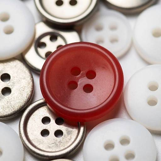 Vivid Red Button Among Silver Buttons