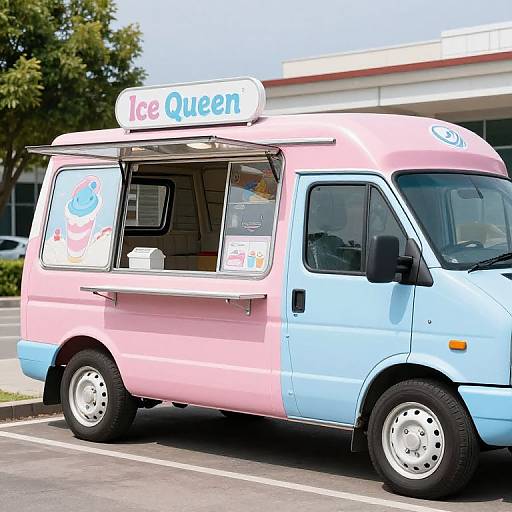 Pastel Pink and Blue Ice Cream Van