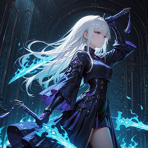 Vibrant Warrior with Dual Swords