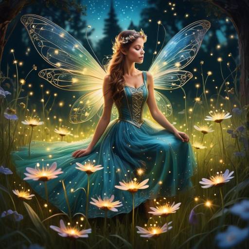 Whimsical Fairy in a Serene Meadow Whimsical Fairy in a Serene Meadow