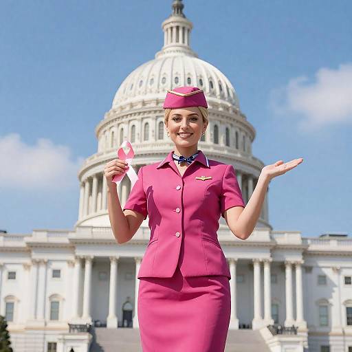 Blonde Woman with Pink Ribbon at Capitol