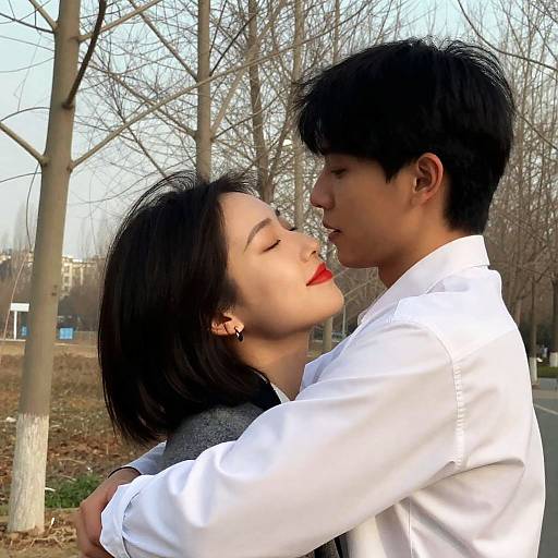 Young Couple Embracing Outdoors