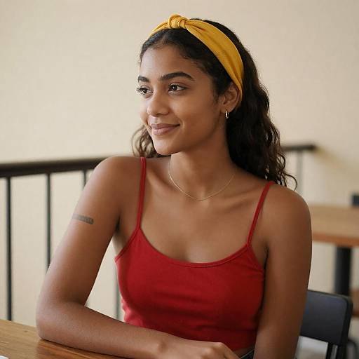 Sunlit Portrait of Woman in Red