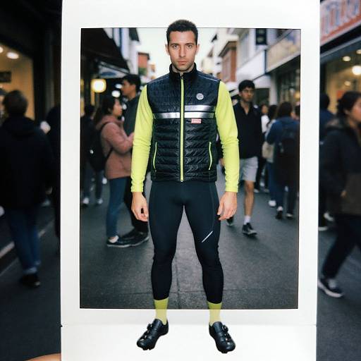Urban Cyclist in Neon-lit Street