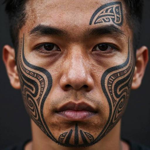 Intricate Polynesian Tribal Face Tattoos