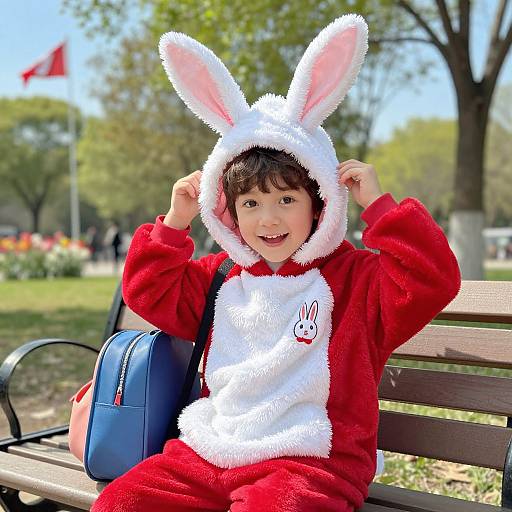 Child in Colorful Bunny Costume