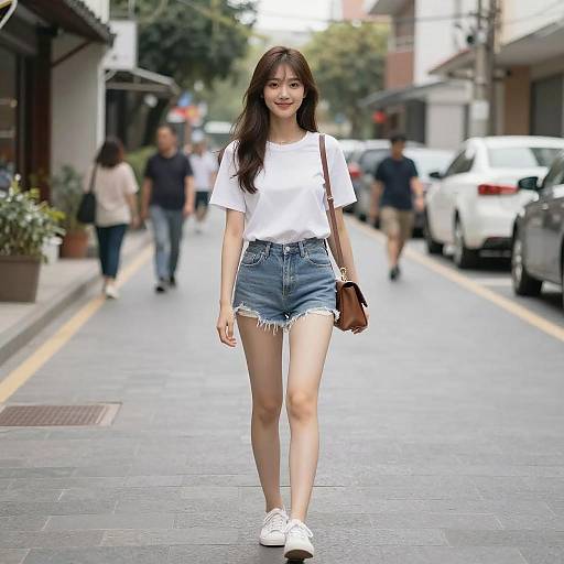 Photorealistic Smiling Girl on Street