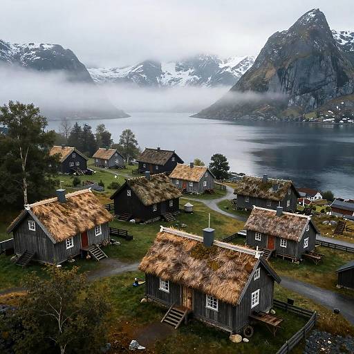 Misty Fjord Nordic Viking Village Aerial