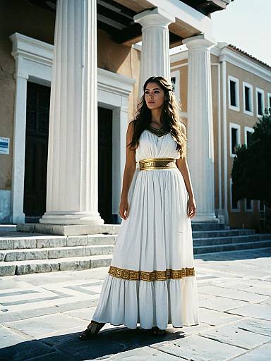 Greek Goddess in White Dress